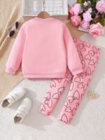 2-piece Set. Girls' Round-neck Sweatshirt with Long Pants Set - Image 3