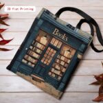 Bookish Elegance, Bookstore-Themed Large Capacity Shoulder Bag, Printed Tote Bag, - Image 3
