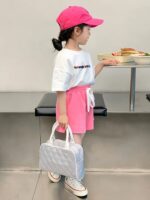 Little Girl Summer Short Sleeve Set, Girls' Trendy Girly Athletic Influencer Summer Outfit 3- 2pcs Cartoon Little Monster Pattern Set, for Outdoor - Image 5