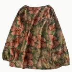 Women'S Floral Print T-Shirt, Round Neck Lantern Sleeve Loose Fit Comfortable Breathable Fabric Casual Pullover Top