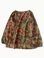 Women'S Floral Print T-Shirt, Round Neck Lantern Sleeve Loose Fit Comfortable Breathable Fabric Casual Pullover Top