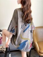 Summer New Fashion Trend Large Size Women'S Slim Loose Medium Long Cartoon Short-Sleeved T-Shirt - Image 4