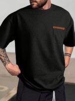 Waffle Knit Men's Solid Color Short-sleeved T-shirt