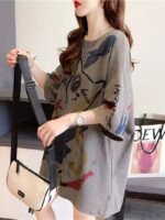 Summer New Fashion Trend Large Size Women'S Slim Loose Medium Long Cartoon Short-Sleeved T-Shirt - Image 2